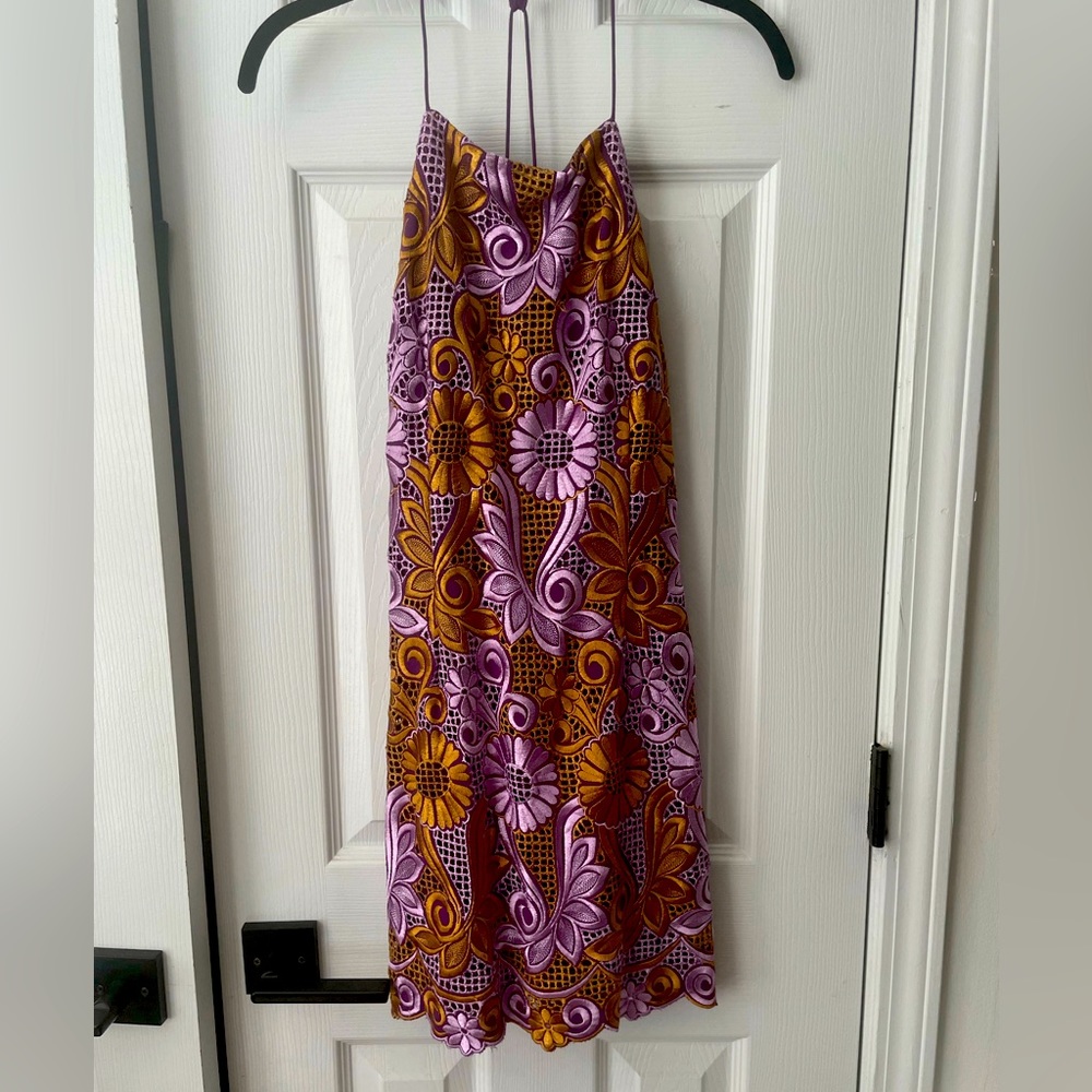 Sleeveless Purple & Mustard Floral Dress